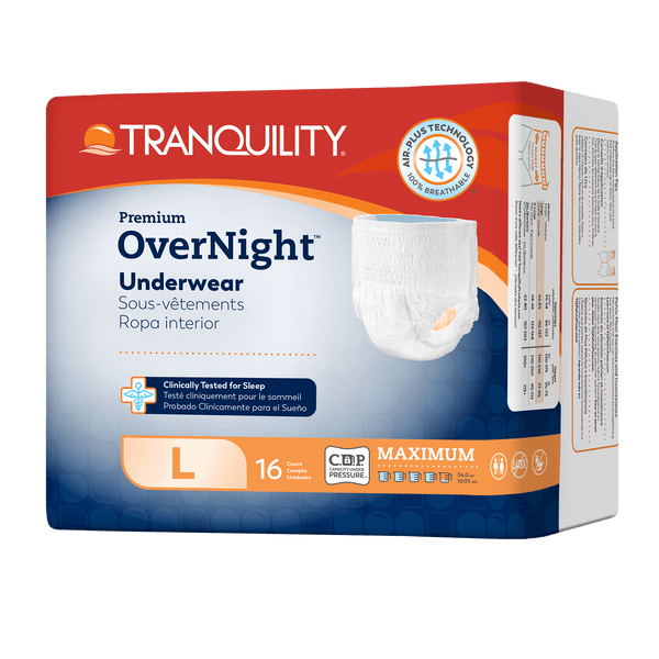 Tranquility Premium Overnight Underwear (Pullups), X-Small to 3XL