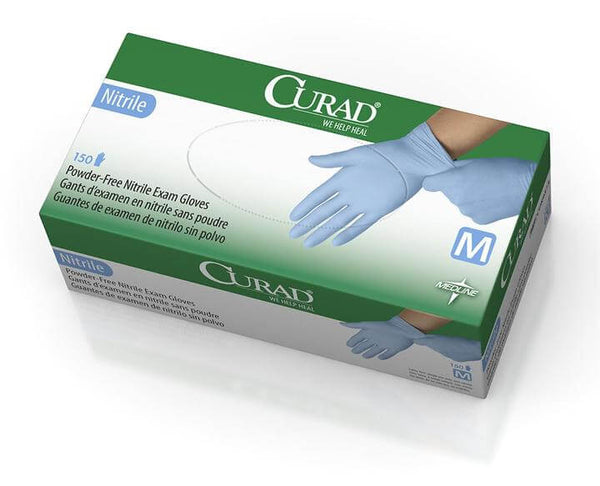 Curad PowderFree Nitrile Gloves, Blue. 150/box