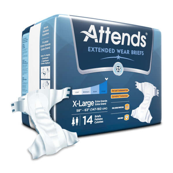 Attends Extended Wear Adult Diapers (Briefs) for Incontinence Care