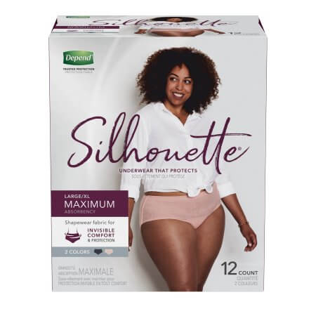 Depend Silhouettes Underwear for Women, Maximum Adult Diapers for Incontinence