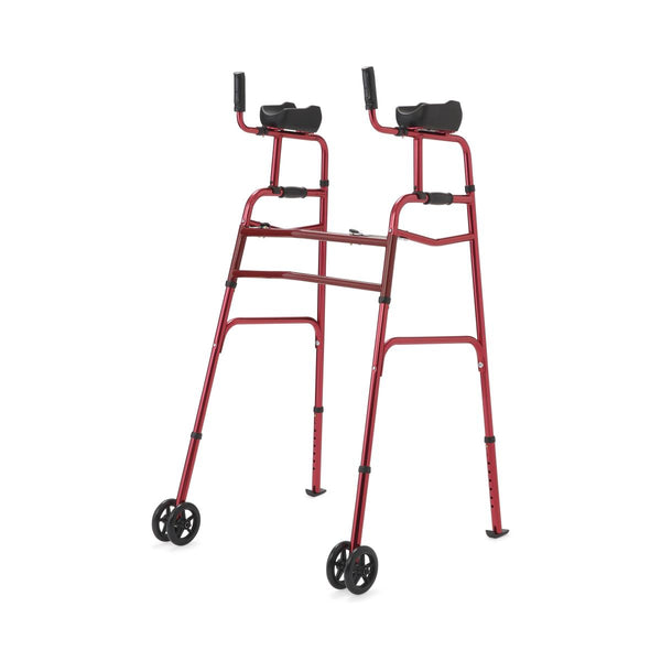 Medline Upright Folding Walker, Red