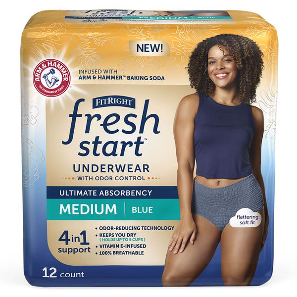 FitRight Fresh Start Protective Underwear for Women, Blue, Small to 2XL