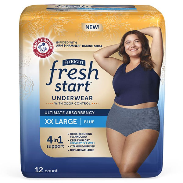 FitRight Fresh Start Protective Underwear for Women, Blue, Small to 2X