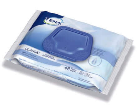 Tena Classic Aloe Wipes, 48 per Pack, 12 Packs per Case, Adult Diapers, Incontinence